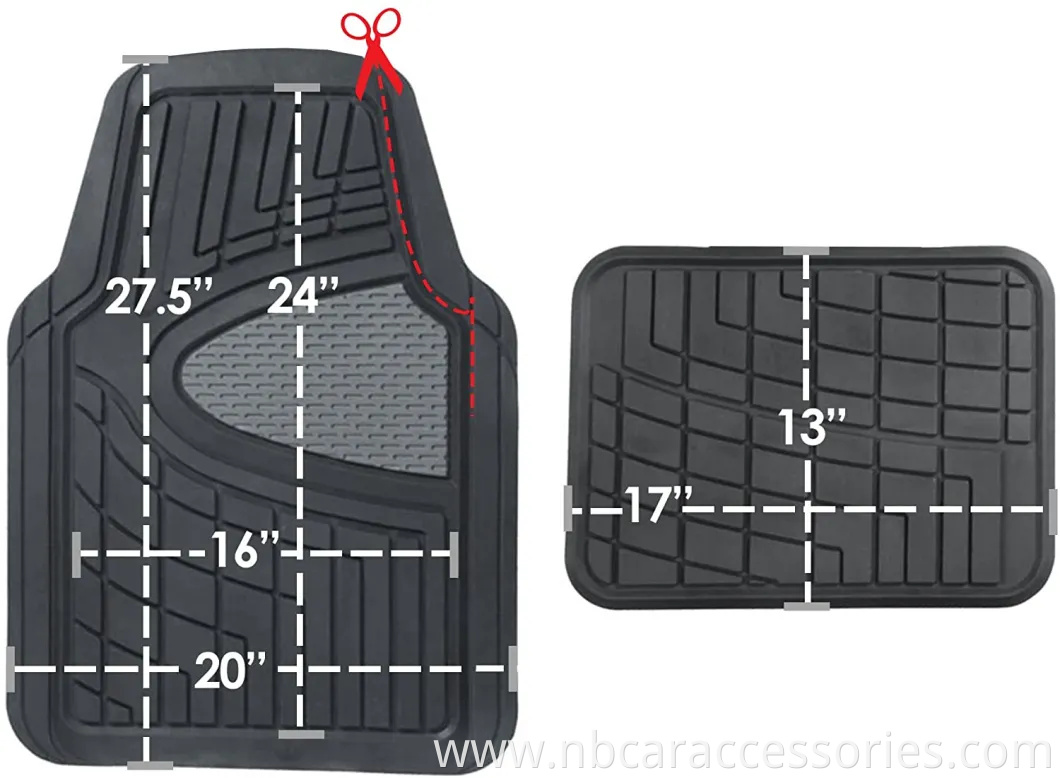 Black Rubber Floor Mat (Heavy Duty Tall Channel, Full Set Trim to Fit)